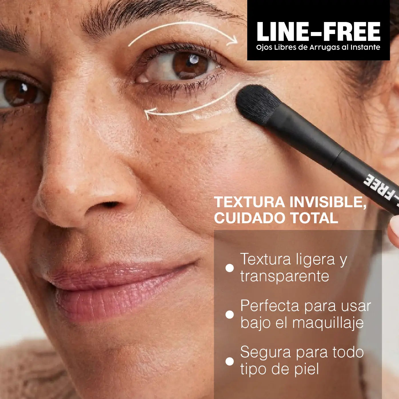 LINE-FREE | TENSOR TEMPORAL + BRUSH | OJOS LIBRES DE ARRUGAS AL INSTANTE 3X1