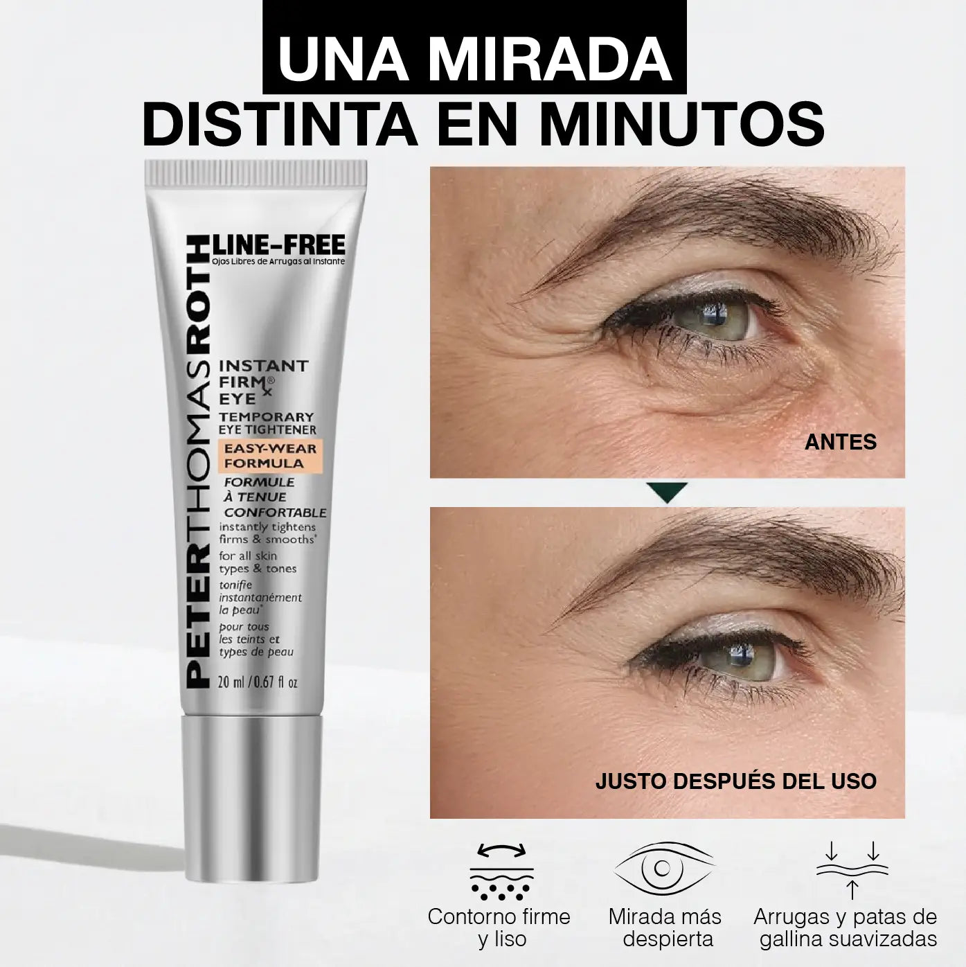 LINE-FREE | TENSOR TEMPORAL + BRUSH | OJOS LIBRES DE ARRUGAS AL INSTANTE 3X1